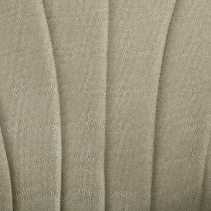 Vikene Coni Fabric Beige Accent Armchair With Rolled Arms And Wooden Legs