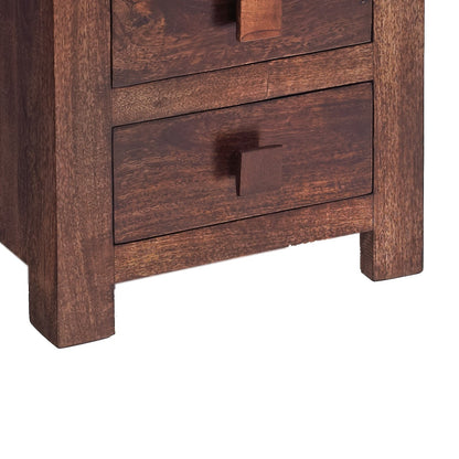 Phuket Dark Mango Wood 3 Drawer Bedside Table