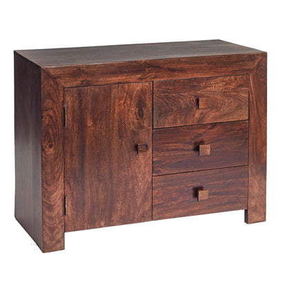 Phuket Dark Mango Wood 3 Drawer Sideboard 1 Door 3 Drawers