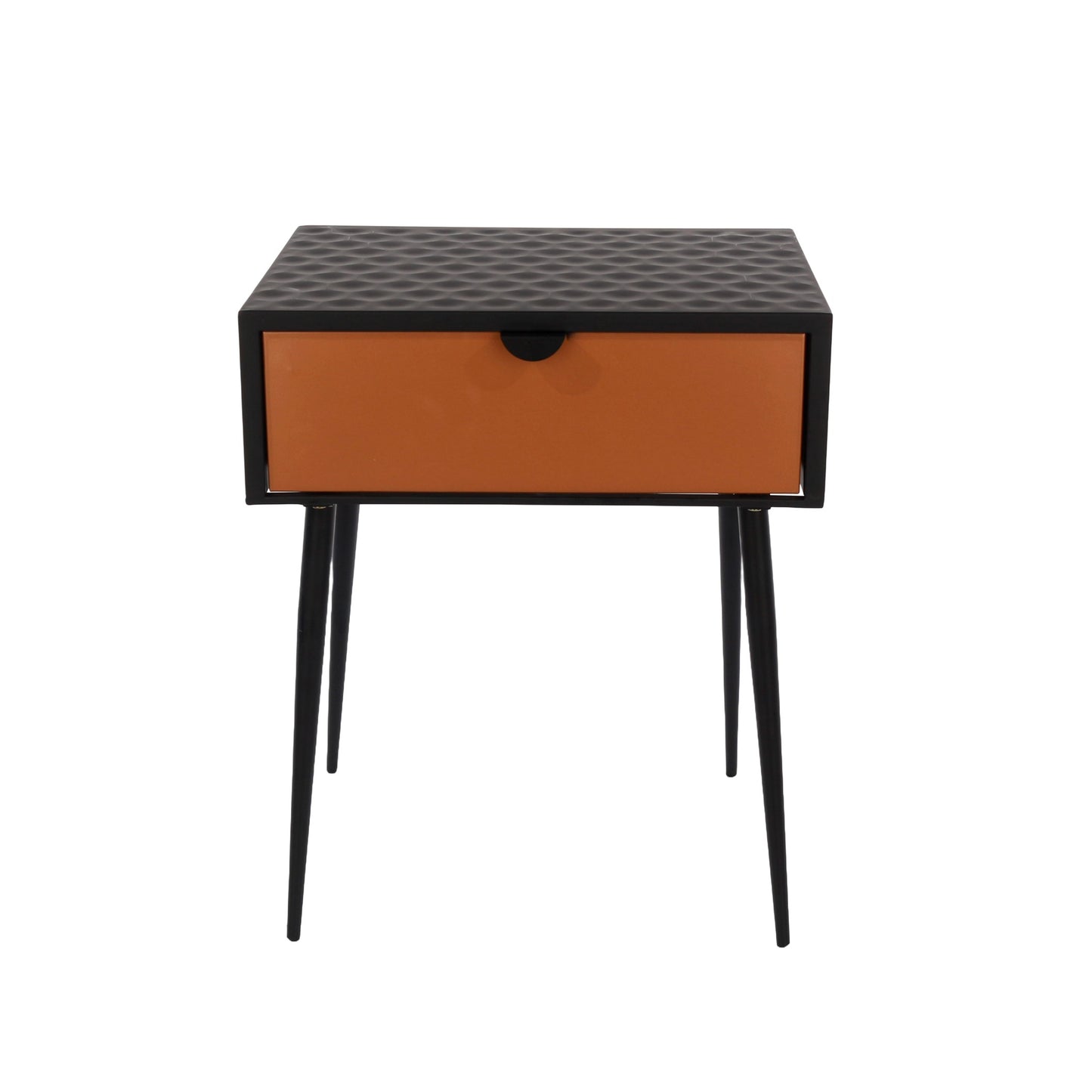 Hanover Black Metal 1 Drawer Bedside Cabinet With Copper Drawer Front