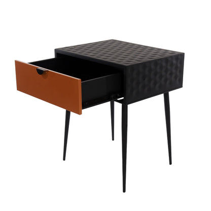 Hanover Black Metal 1 Drawer Bedside Cabinet With Copper Drawer Front