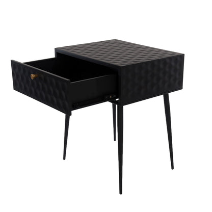 Agios Nikolaos Black Metal 1 Drawer Bedside Cabinet With Gold Handle
