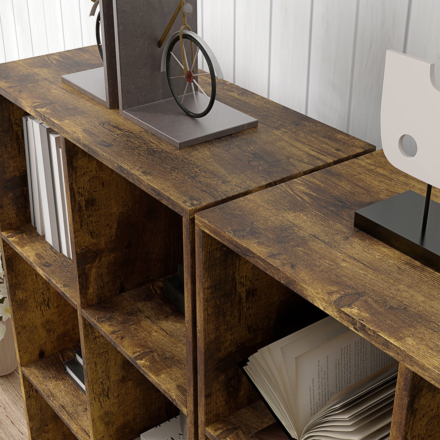 Mike Wood Rustic Brown 6 Cube Storage Bookcase