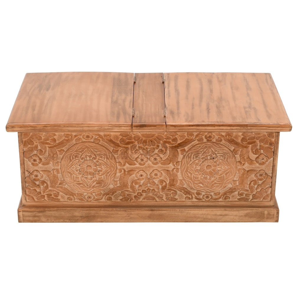 Brighton Whitewashed Mango Wood Storage Trunk 2 Lids
