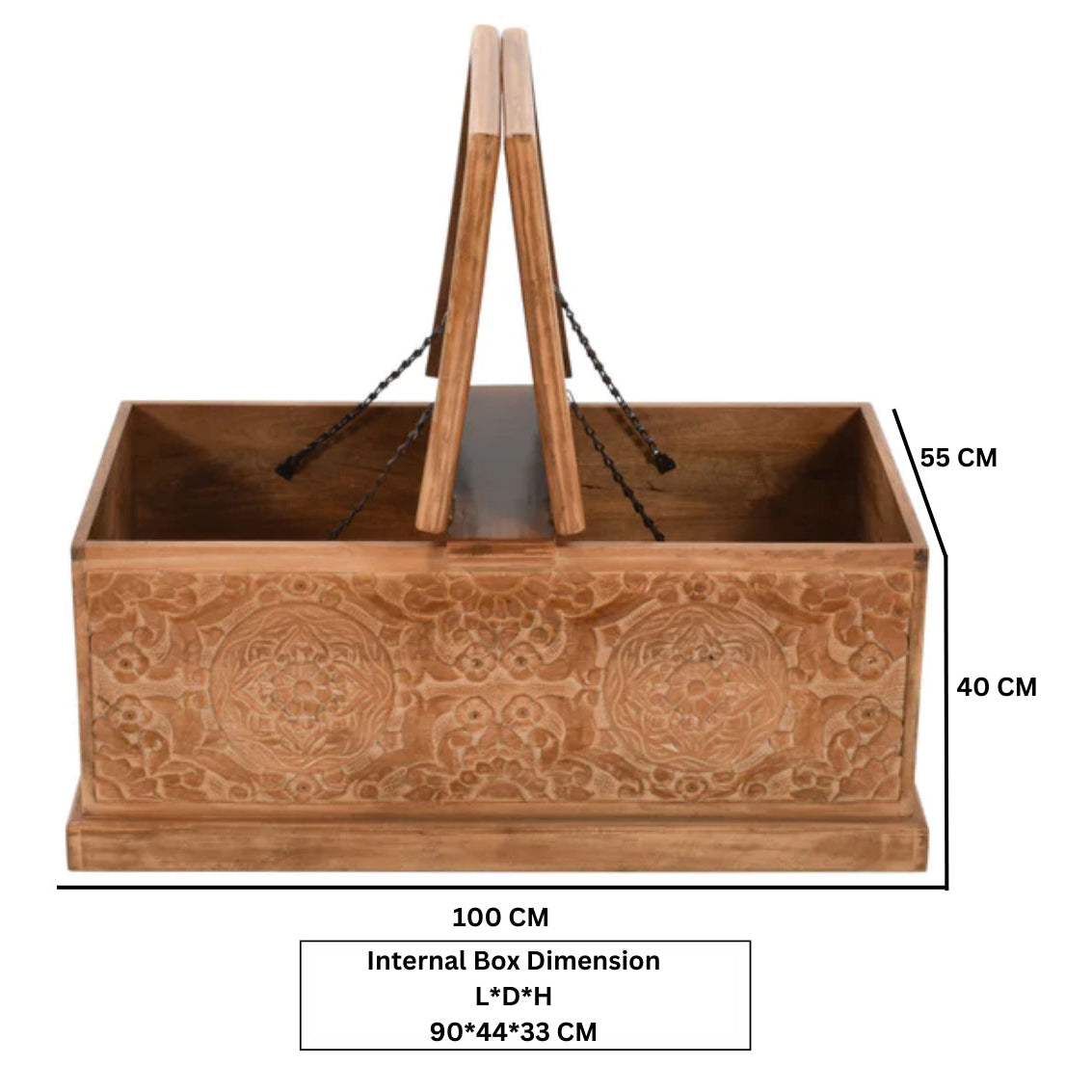 Brighton Whitewashed Mango Wood Storage Trunk 2 Lids