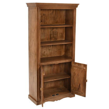 Brighton Mango Wood Large Bookcase 3 Shelves and 2 Doors