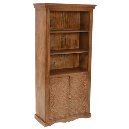 Brighton Mango Wood Large Bookcase 3 Shelves and 2 Doors