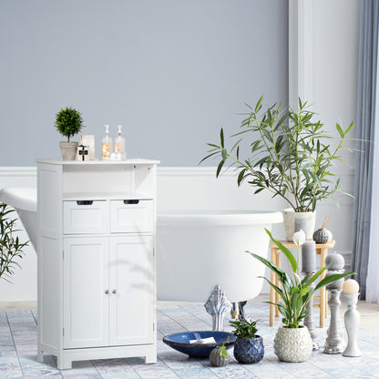 Sore Neco Freestanding White Bathroom Storage Unit With 2 Drawers And Adjustable Shelving