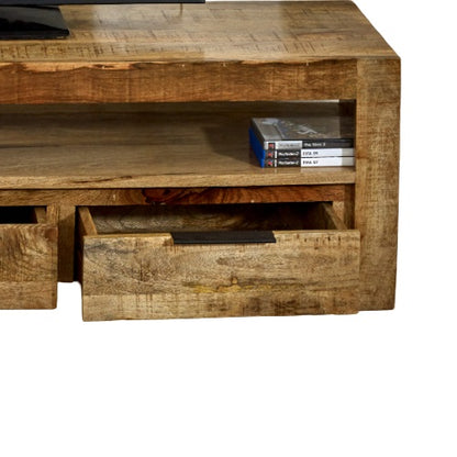 London Natural Mango Wood Large TV Cabinet with 3 Drawers and 1 Shelf