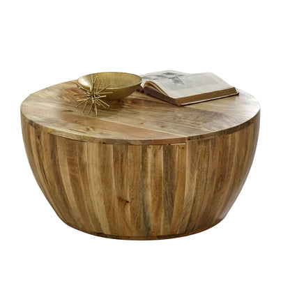 London Natural Mango Wood Drum Coffee Table