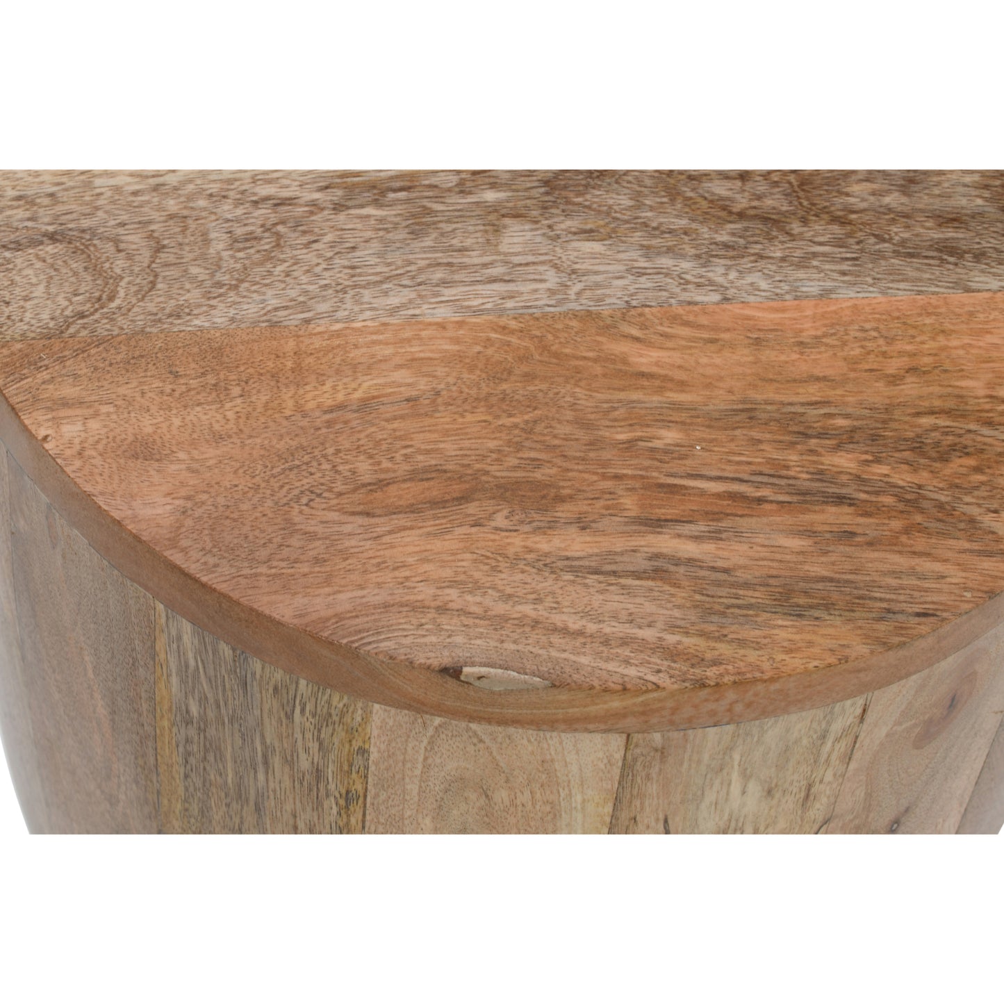 London Natural Mango Wood Drum Side Table