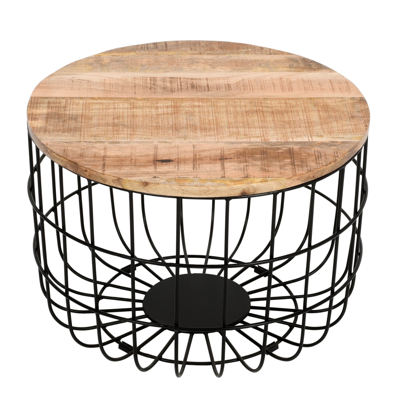 California Solid Wood and Metal Wire Coffee Table