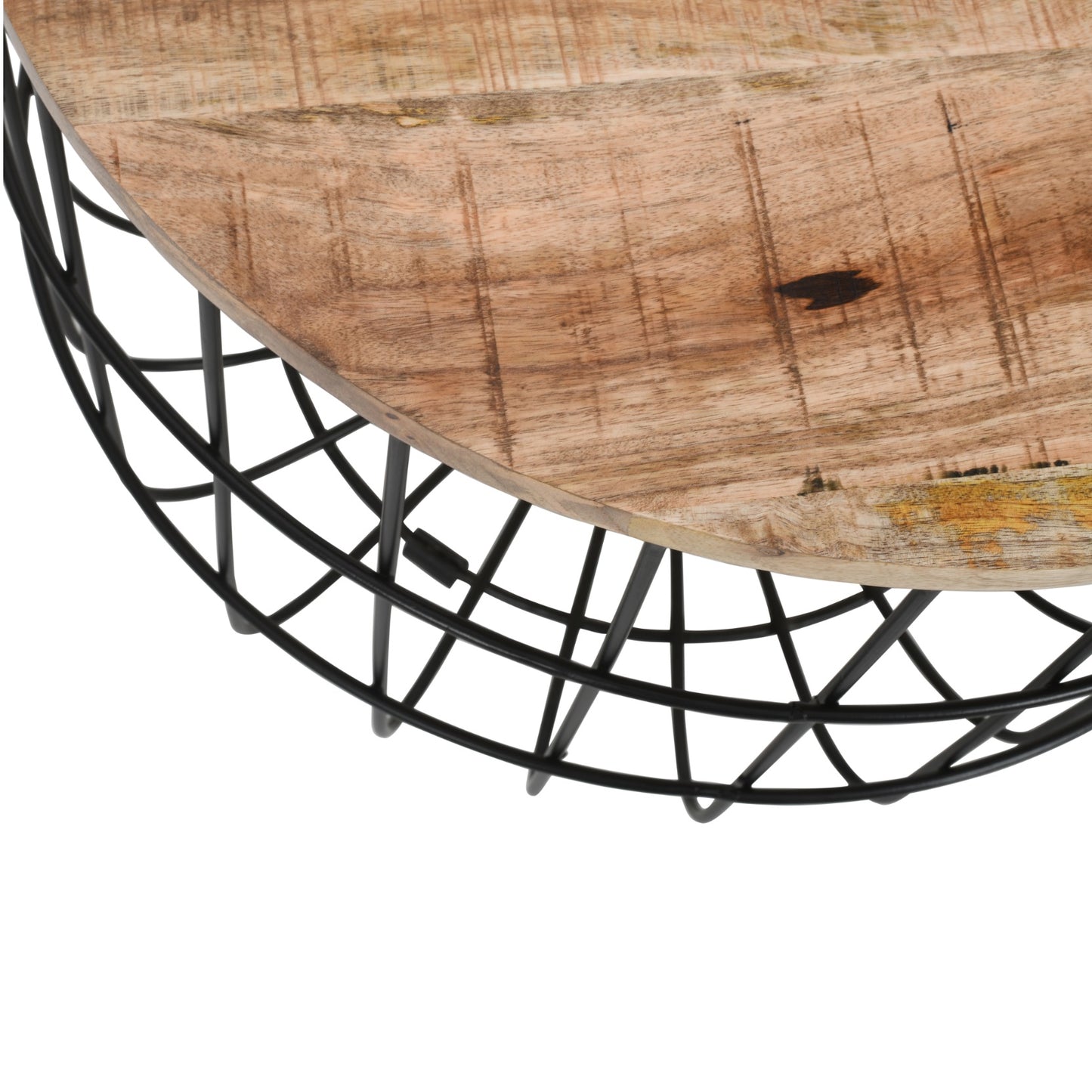 California Solid Wood and Metal Wire Coffee Table