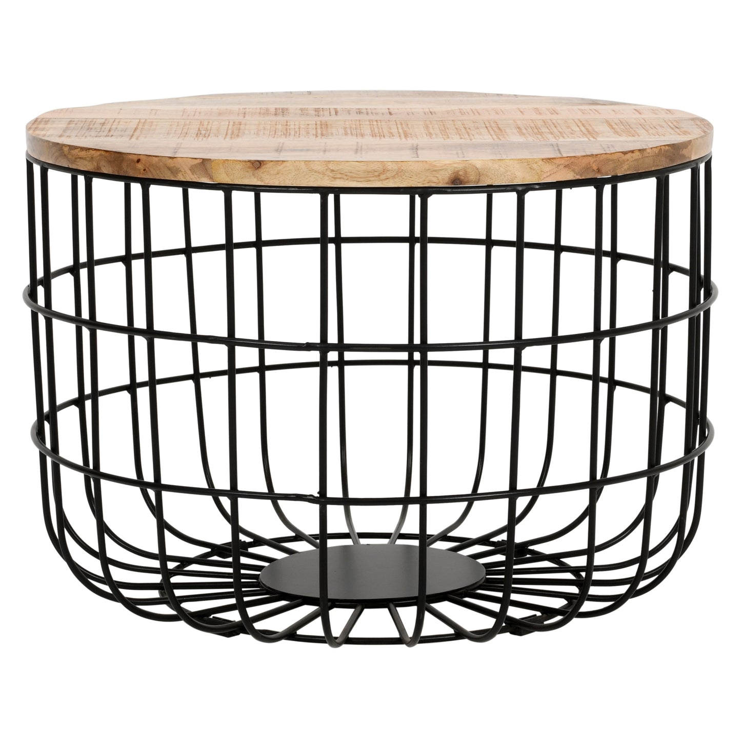 California Solid Wood and Metal Wire Coffee Table