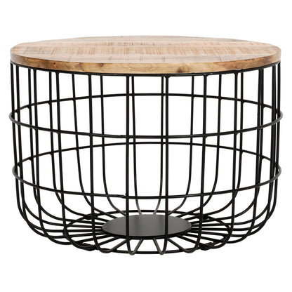 California Solid Wood and Metal Wire Coffee Table