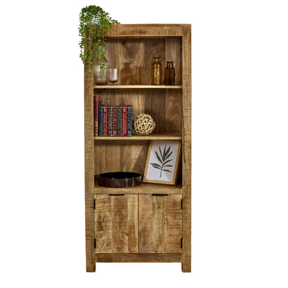 California Solid Mango Wood Bookcase With Doors