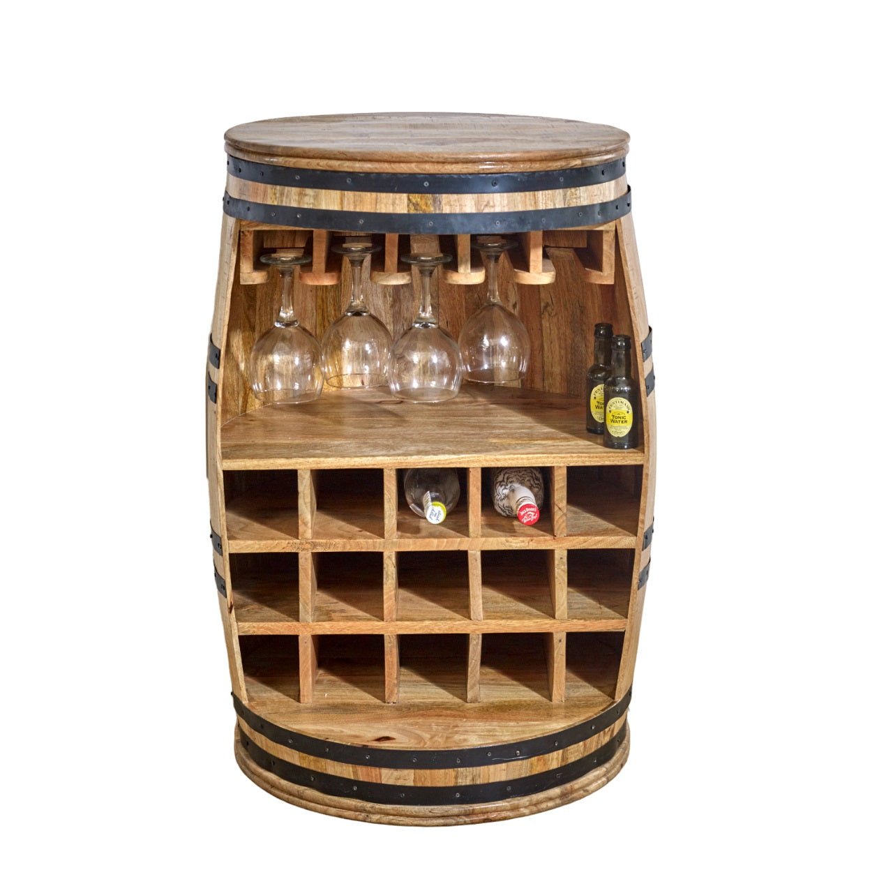 California Solid Dark Wood Barrel Wine Sideboard
