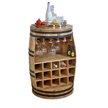 California Solid Dark Wood Barrel Wine Sideboard