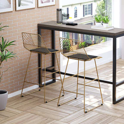 Sunira Metal Gold Counter H8 Bar Stools Set Of 2 With Wire Frame Design