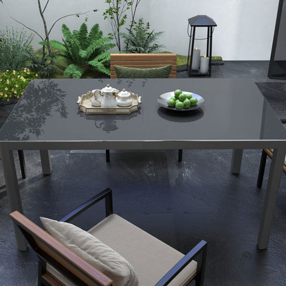 Cona 150cm Aluminium Grey Rectangular Outdoor Table With Glass Top