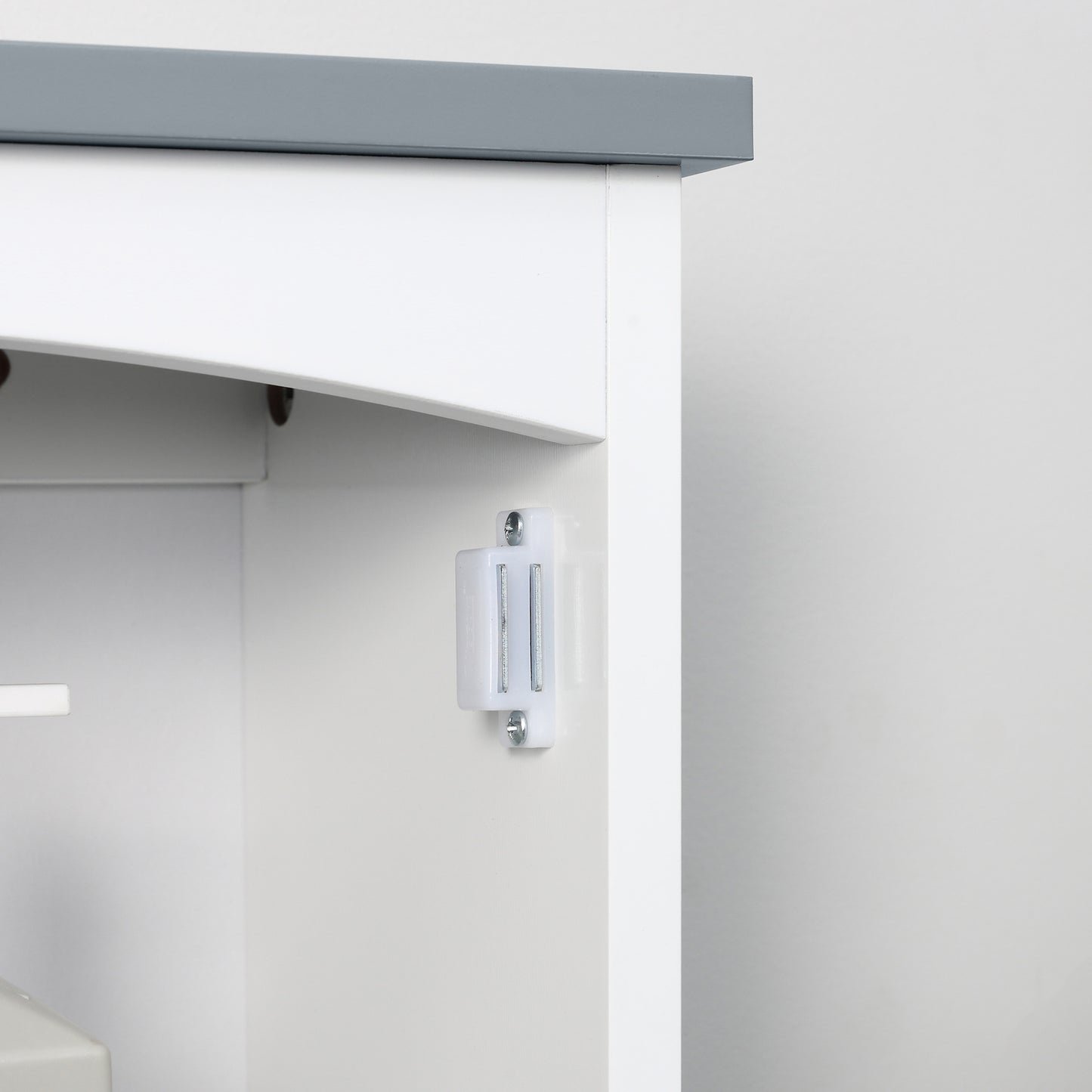 Miel Wall Mounted Bathroom Storage Cabinet With Arched Door And Adjustable Shelving Light Grey And White