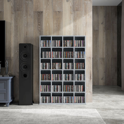 Kavilu Wood Cement Grey CD Storage Cabinet With Adjustable Shelves 89 x 130.5 cm