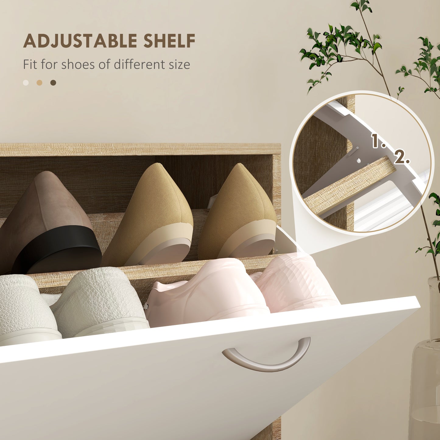 Haelna Natural Wood And White 3 In One Hallway Storage Set