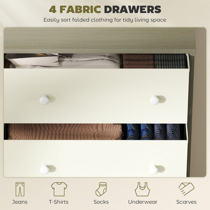Cottola Fabric And Metal White And Grey 4 Drawer Storage Dresser