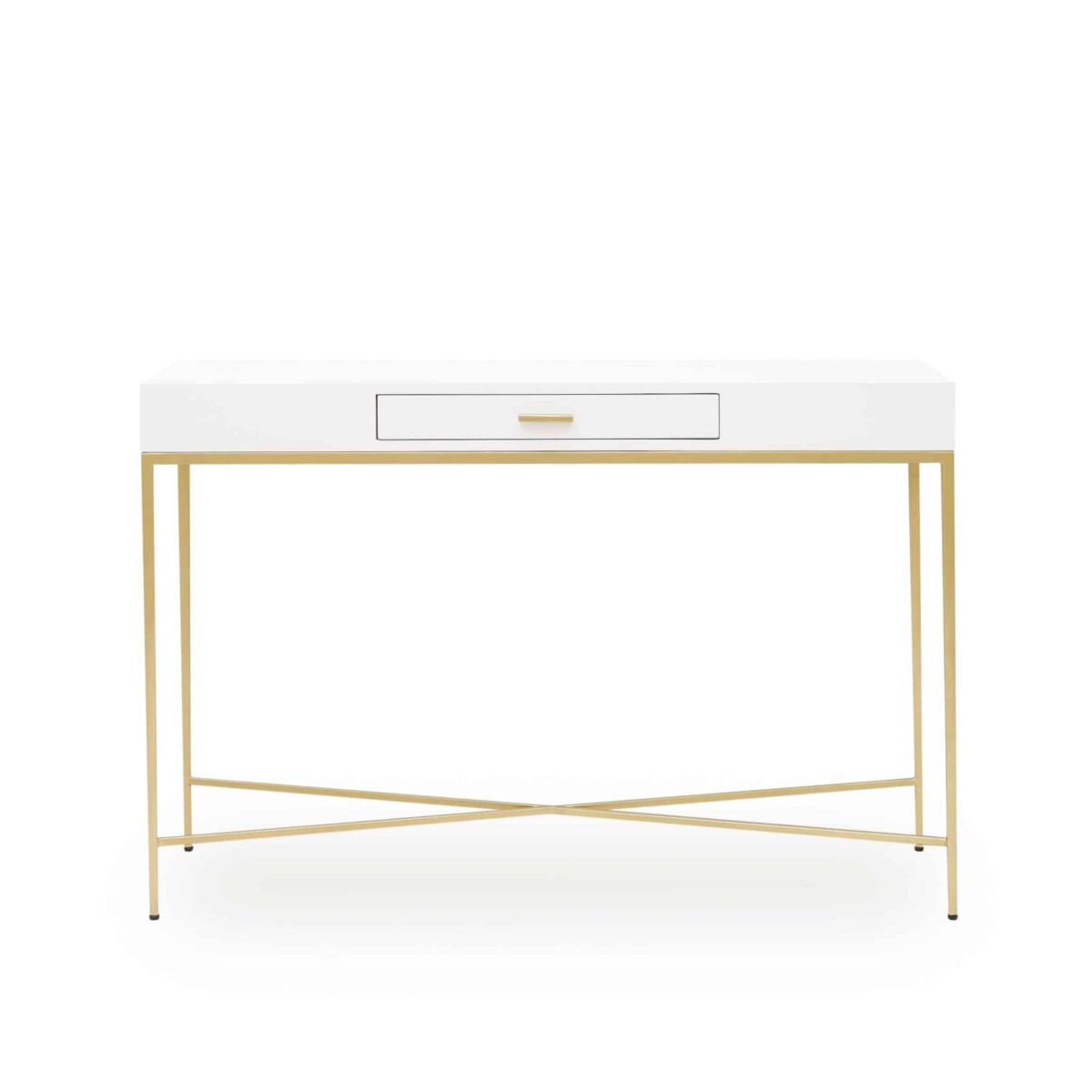Genoa White Gloss and Gold Console Table with Drawer