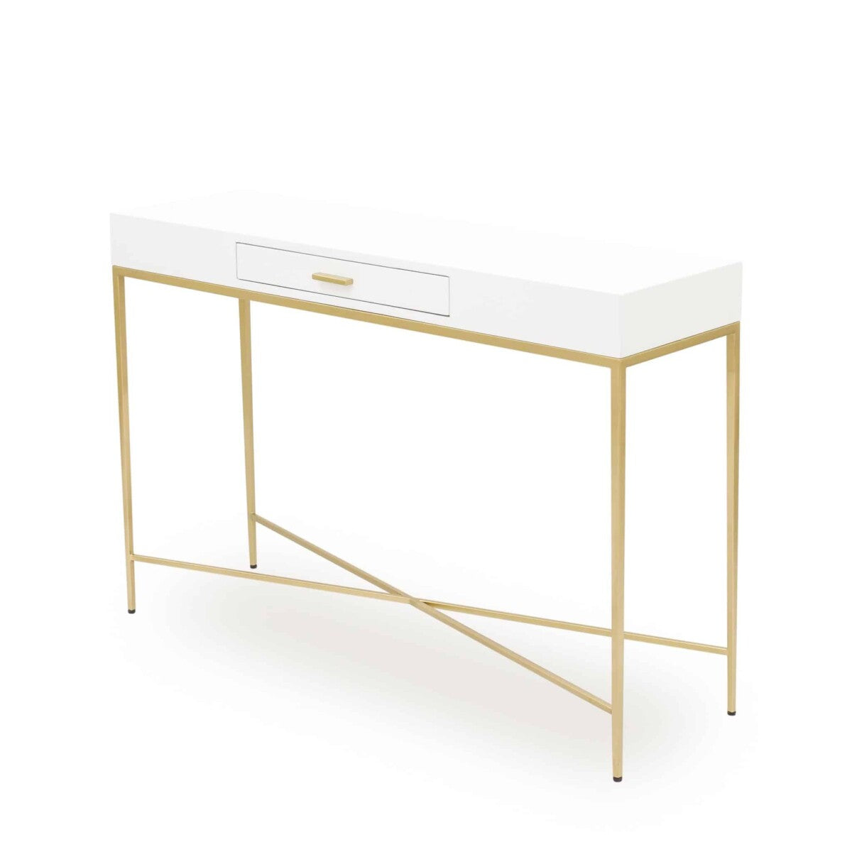 Genoa White Gloss and Gold Console Table with Drawer