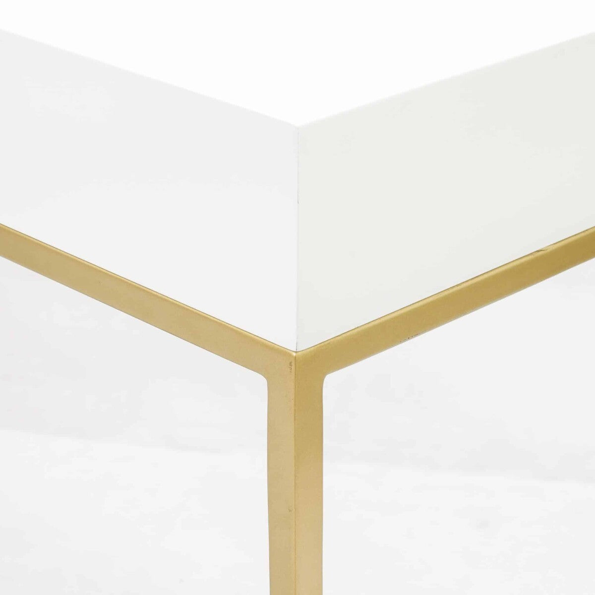 Genoa White Gloss and Gold Console Table with Drawer