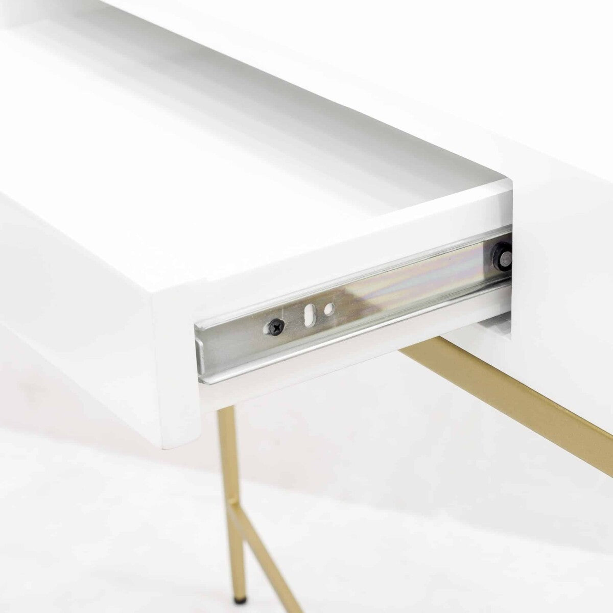 Genoa White Gloss and Gold Console Table with Drawer