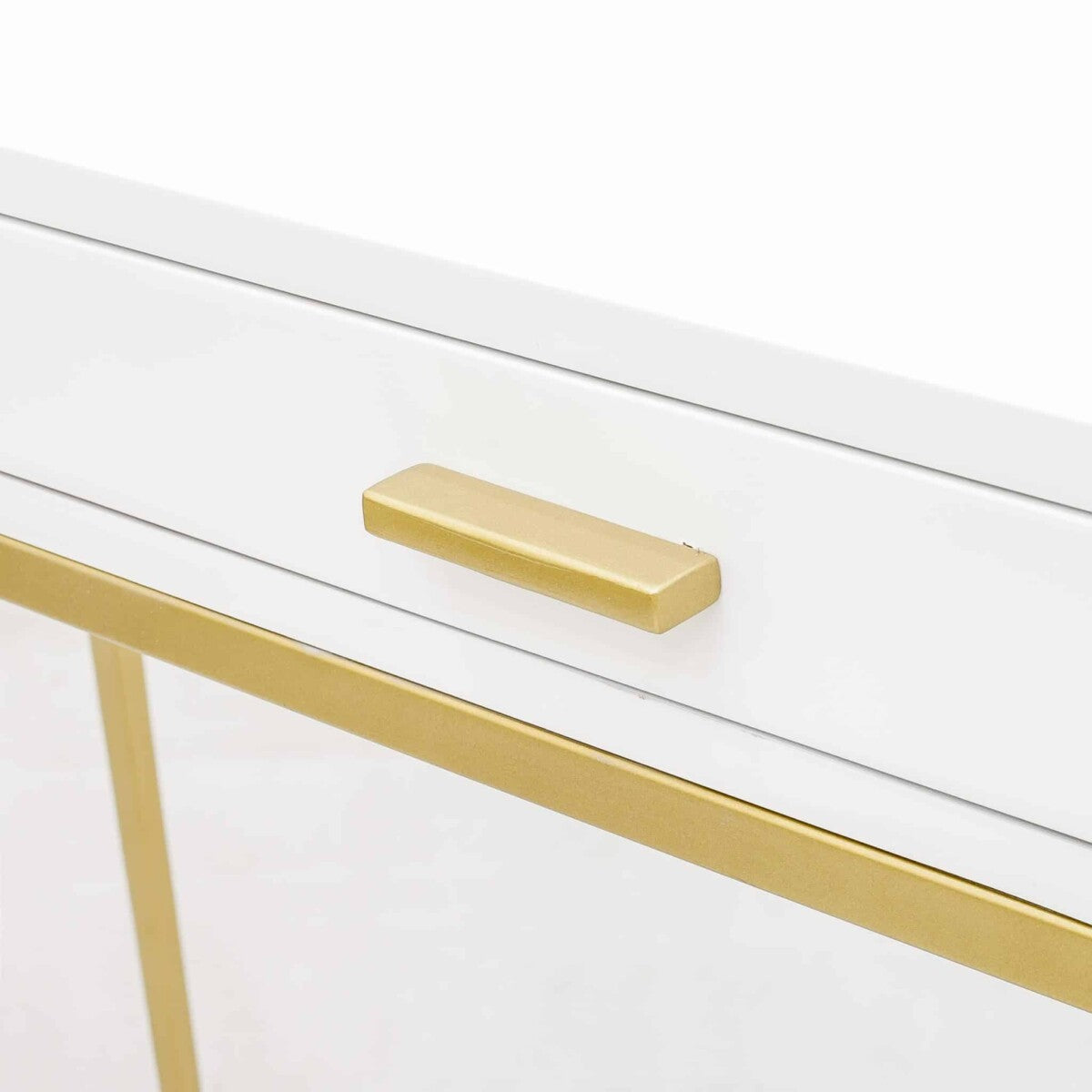 Genoa White Gloss and Gold Console Table with Drawer