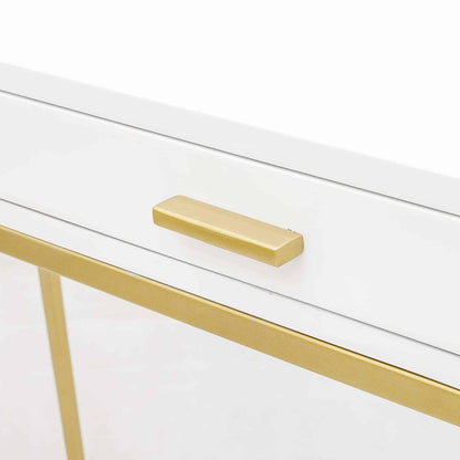 Genoa White Gloss and Gold Console Table with Drawer