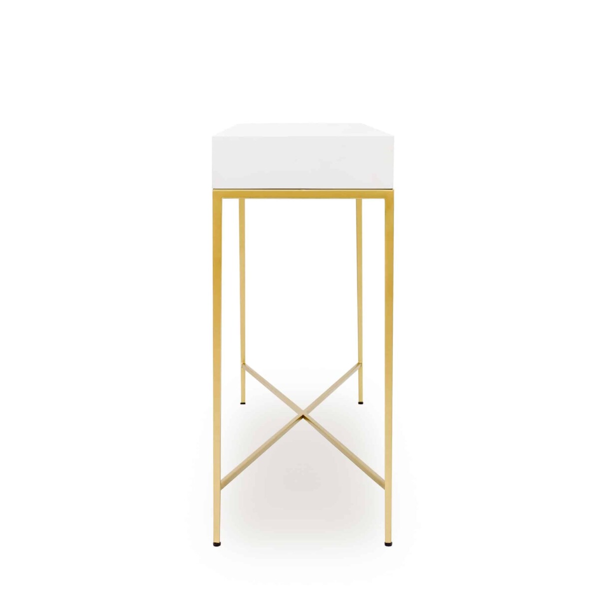 Genoa White Gloss and Gold Console Table with Drawer