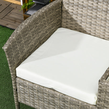 Hamoba Faux Rattan Grey 2 Seat Garden Chair With Integrated Centre Table