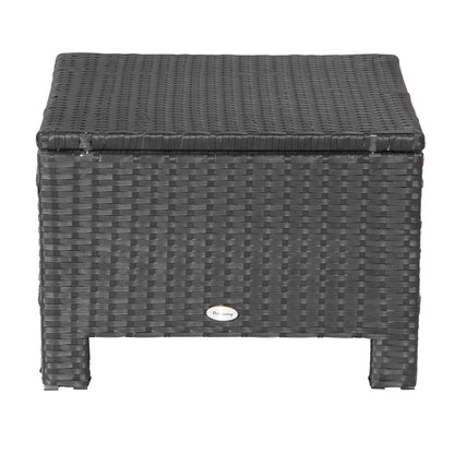 Lupara Rattan Black Square Outdoor Footstool With White Cushioned Seat