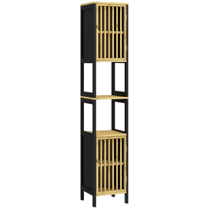 Marike Faco Tall Bamboo Style Bathroom Storage Cabinet With Cut Out Design