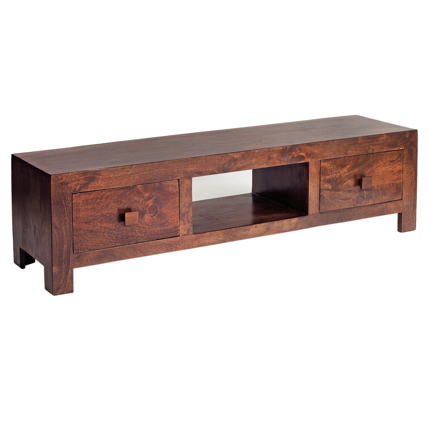 Phuket Dark Mango Wood TV Media Unit 2 Drawers 1 Open Shelf