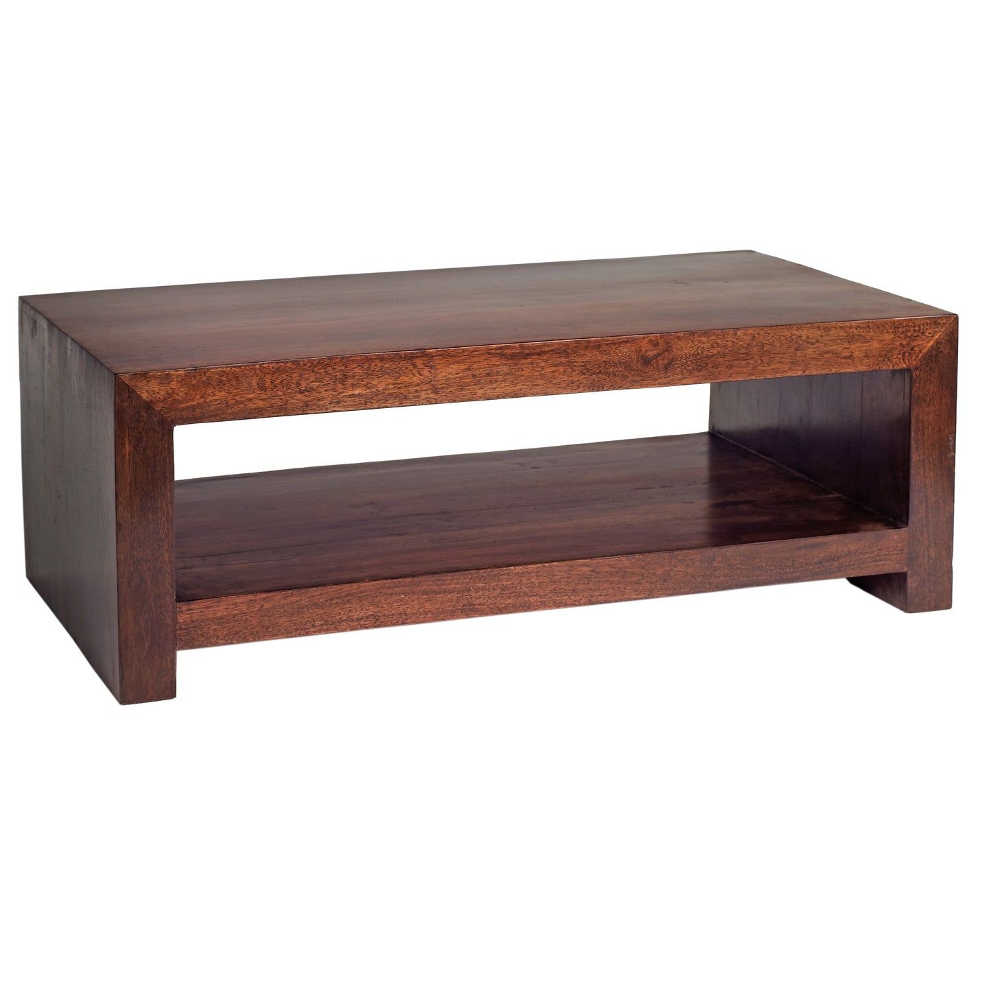 Phuket Dark Mango Wood Large Coffee Table with Bottom Shelf