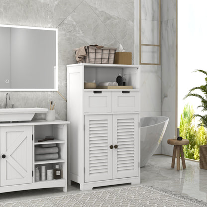 Vikese Dosu 3 Section Bathroom Storage Unit With Shelves Drawers And Cupboard White