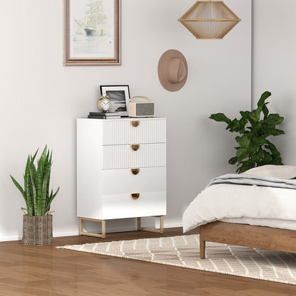 Nimise Wooden White Elegant 4 Drawer Chest Of Drawers