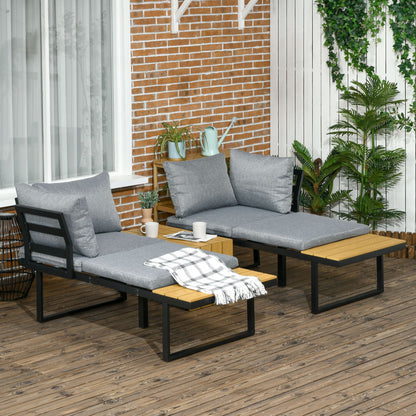 Liri 3 4 Seater Patio Furniture Set Outdoor Garden Sofa Conversation Set with Coffee Table and Side Tables