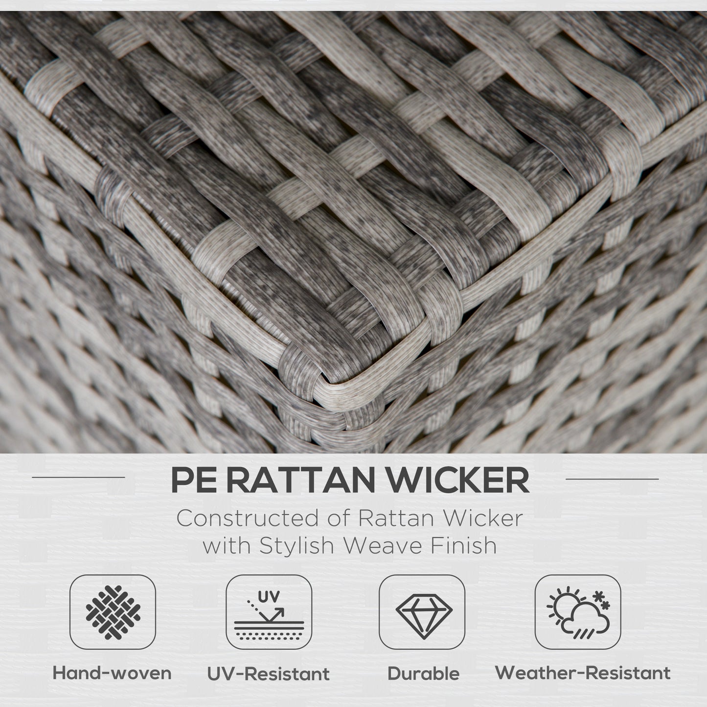 Lemoba Light Grey Rattan Armless Outdoor Armchair With Cushion