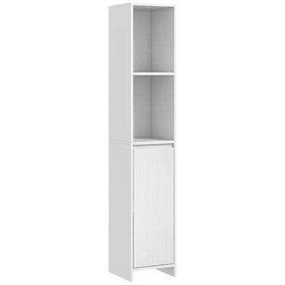 Suzise Slim Freestanding Bathroom Storage Cabinet With OFauxn Compartment For Small Spaces White