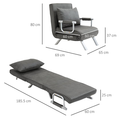 Moba Faux Suede Grey 4 In One Convertible Chair Bed