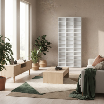 Somole Tano Wooden Marble Effect Adjustable CD Storage Cabinet 102 x 195 cm