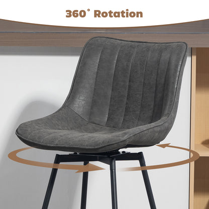 Pahara Set Of 2 Grey Faux Leather Swivel Bar Chairs