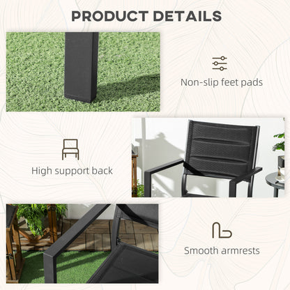 Elhatti Set Of 2 Aluminium Black Stackable Outdoor Garden Chairs