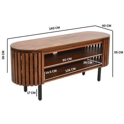 Birmingham Slatted Mango Wood TV Cabinet